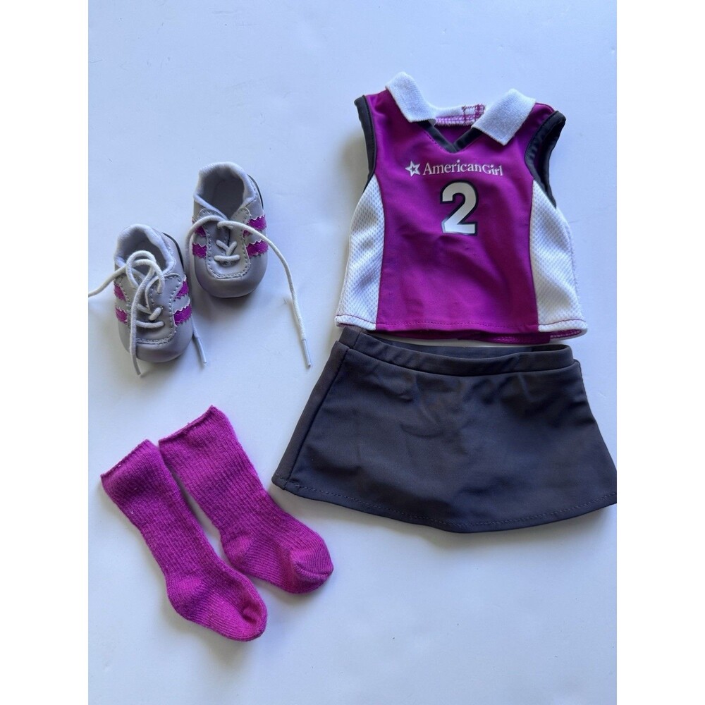 American Girl 18" Doll Lacrosse Outfit Uniform Shoes Skirt Pink Gray